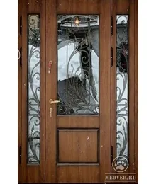 Металлическая дверь с ковкой и стеклом-2